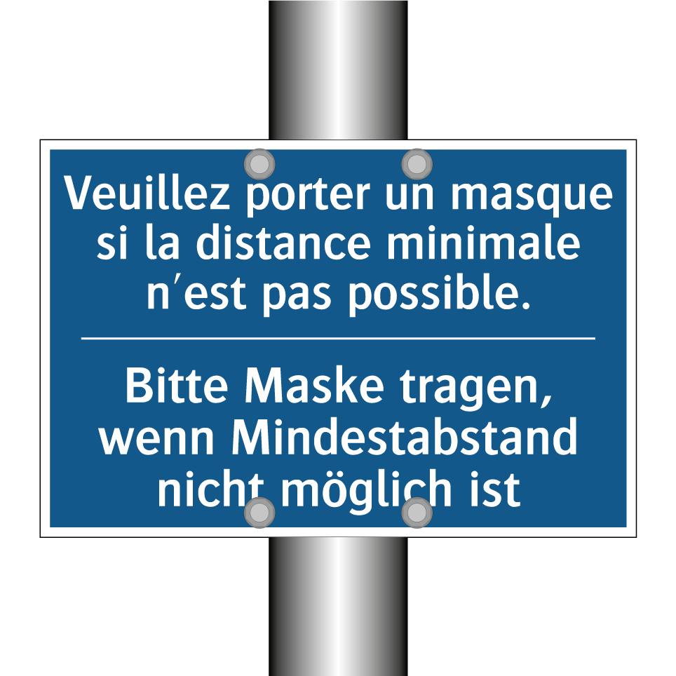 Bitte Maske tragen, wenn Mindestabstand /.../ - Veuillez porter un masque si la /.../