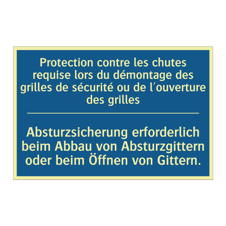 Absturzsicherung erforderlich /.../ - Protection contre les chutes requise /.../