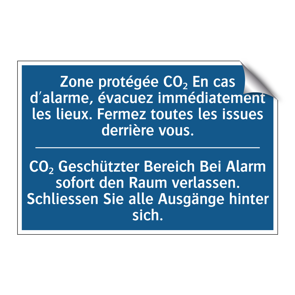 CO₂ Geschützter Bereich Bei Alarm /.../ - Zone protégée CO₂ En cas d'alarme, /.../