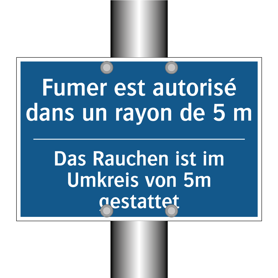 Das Rauchen ist im Umkreis von /.../ - Fumer est autorisé dans un rayon /.../