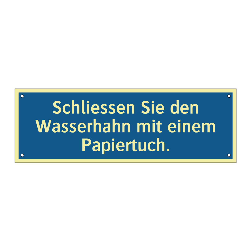 Schliessen Sie den Wasserhahn mit einem Papiertuch.
