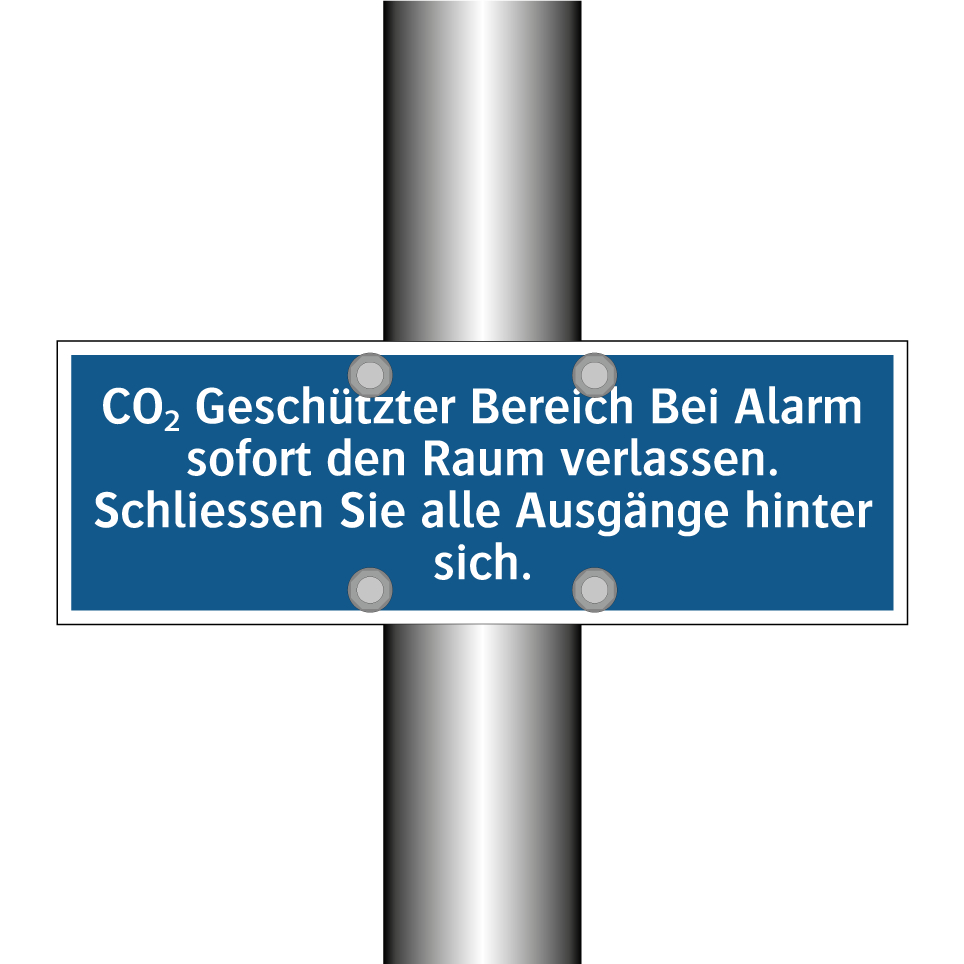 CO₂ Geschützter Bereich Bei Alarm sofort den Raum verlassen. Schliessen Sie alle Ausgänge hinter sich.
