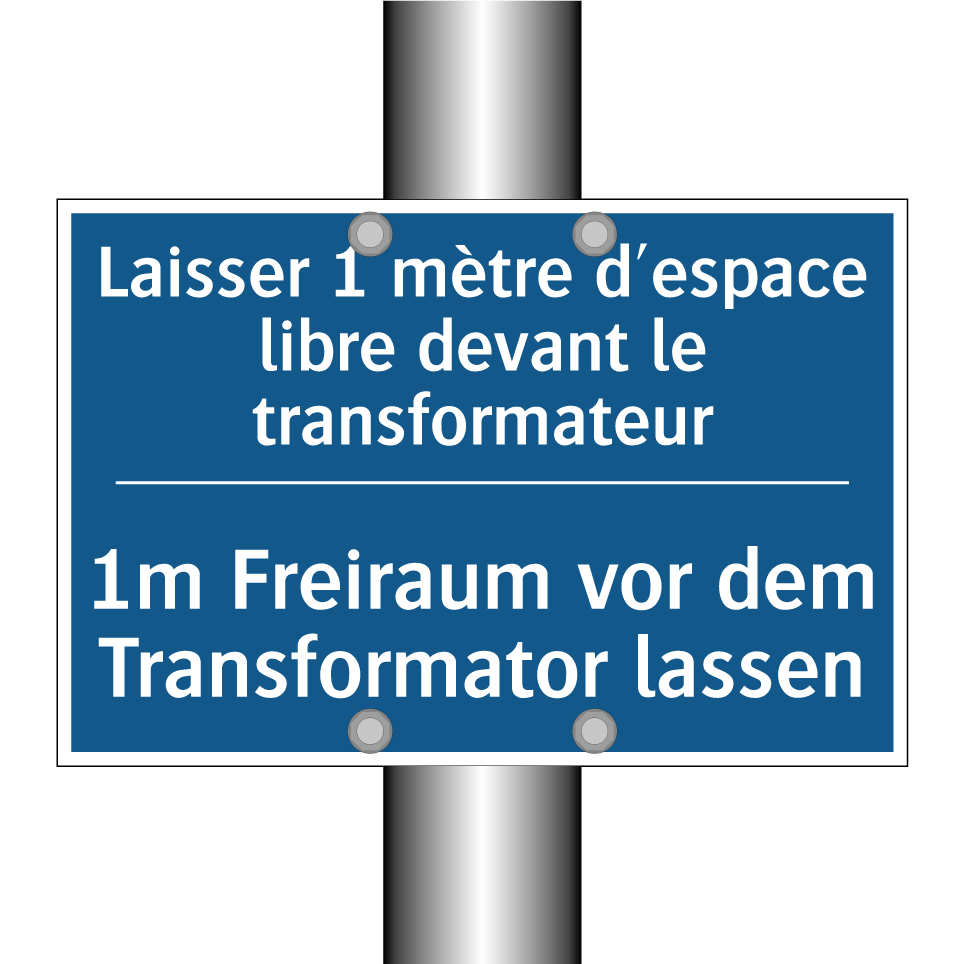 1m Freiraum vor dem Transformator /.../ - Laisser 1 mètre d'espace libre /.../