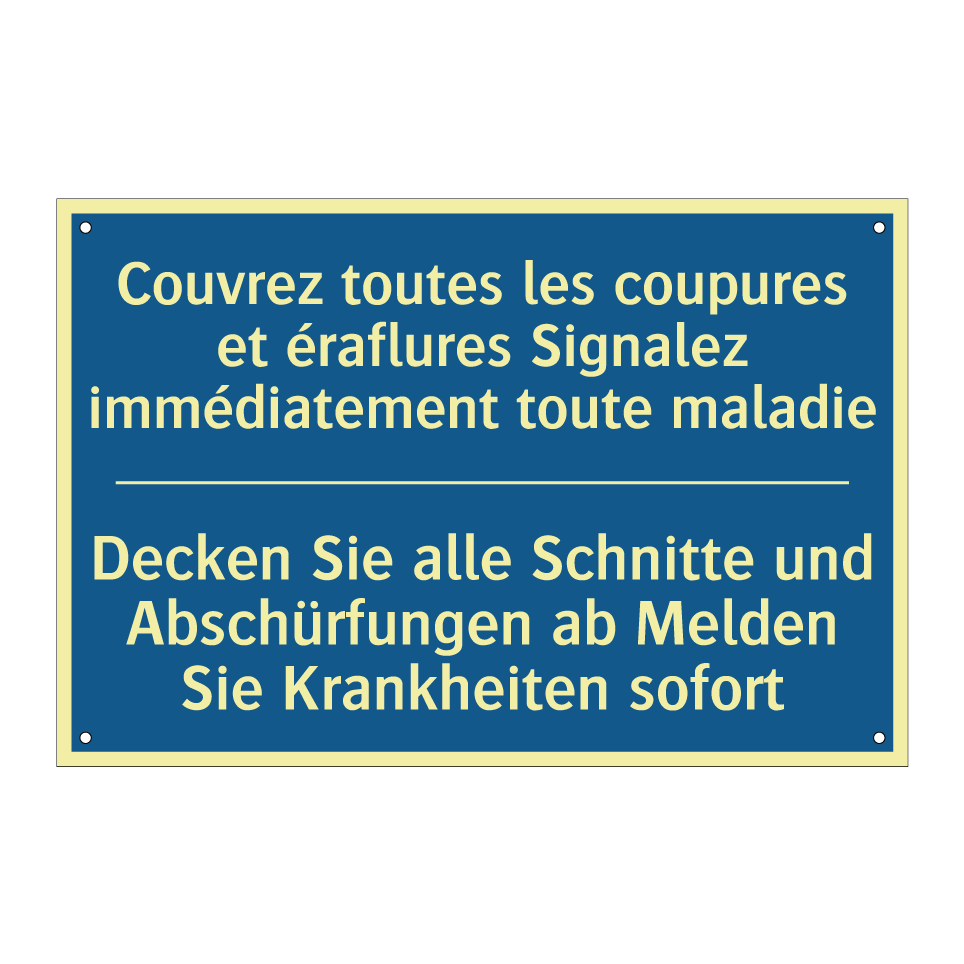 Decken Sie alle Schnitte und Abschürfungen /.../ - Couvrez toutes les coupures et /.../