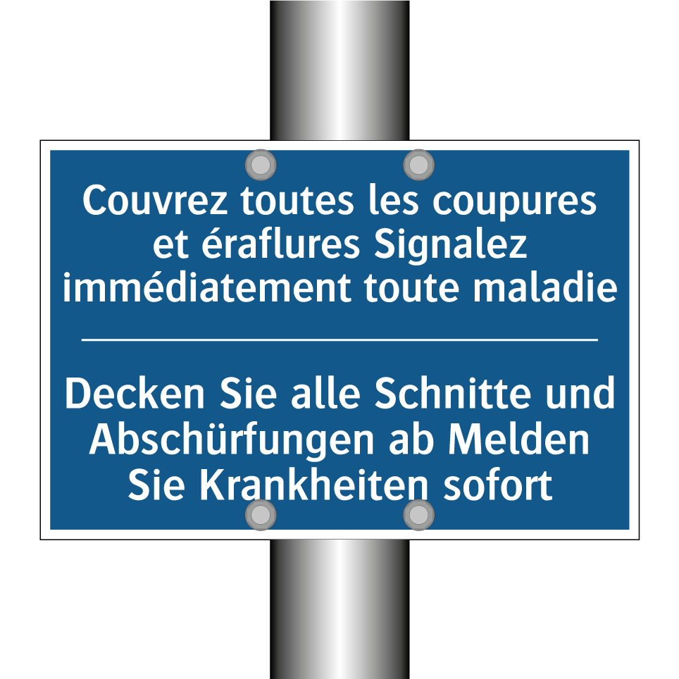 Decken Sie alle Schnitte und Abschürfungen /.../ - Couvrez toutes les coupures et /.../