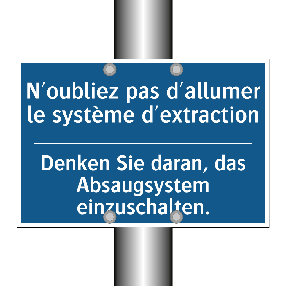 Denken Sie daran, das Absaugsystem /.../ - N'oubliez pas d'allumer le système /.../