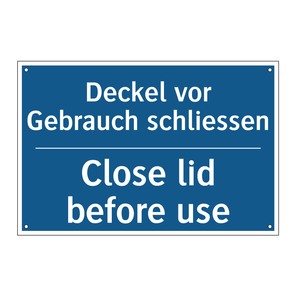 Deckel vor Gebrauch schliessen - Close lid before use