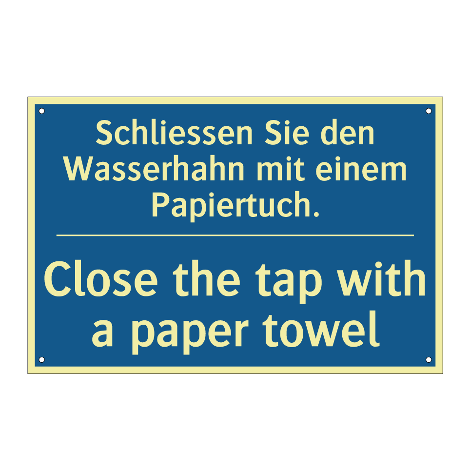 Schliessen Sie den Wasserhahn /.../ - Close the tap with a paper towel /.../
