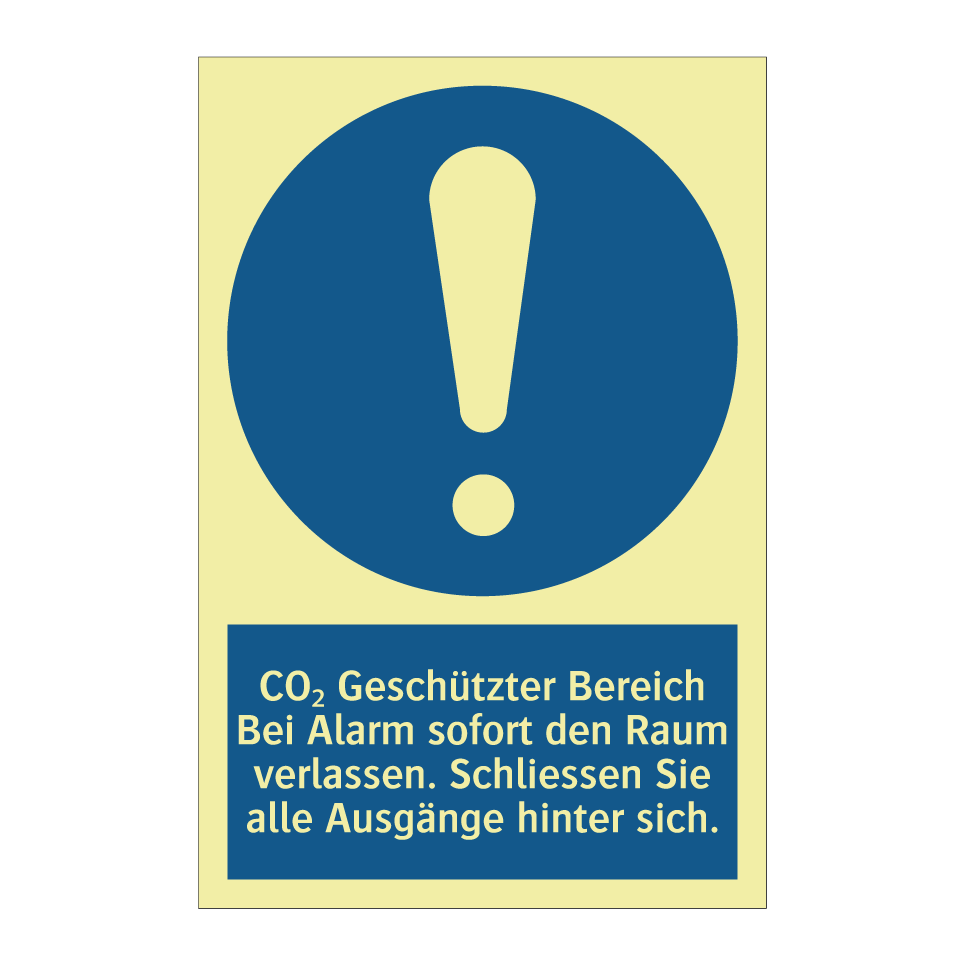 CO₂ Geschützter Bereich Bei Alarm sofort den Raum verlassen. Schliessen Sie alle Ausgänge hinter sich.