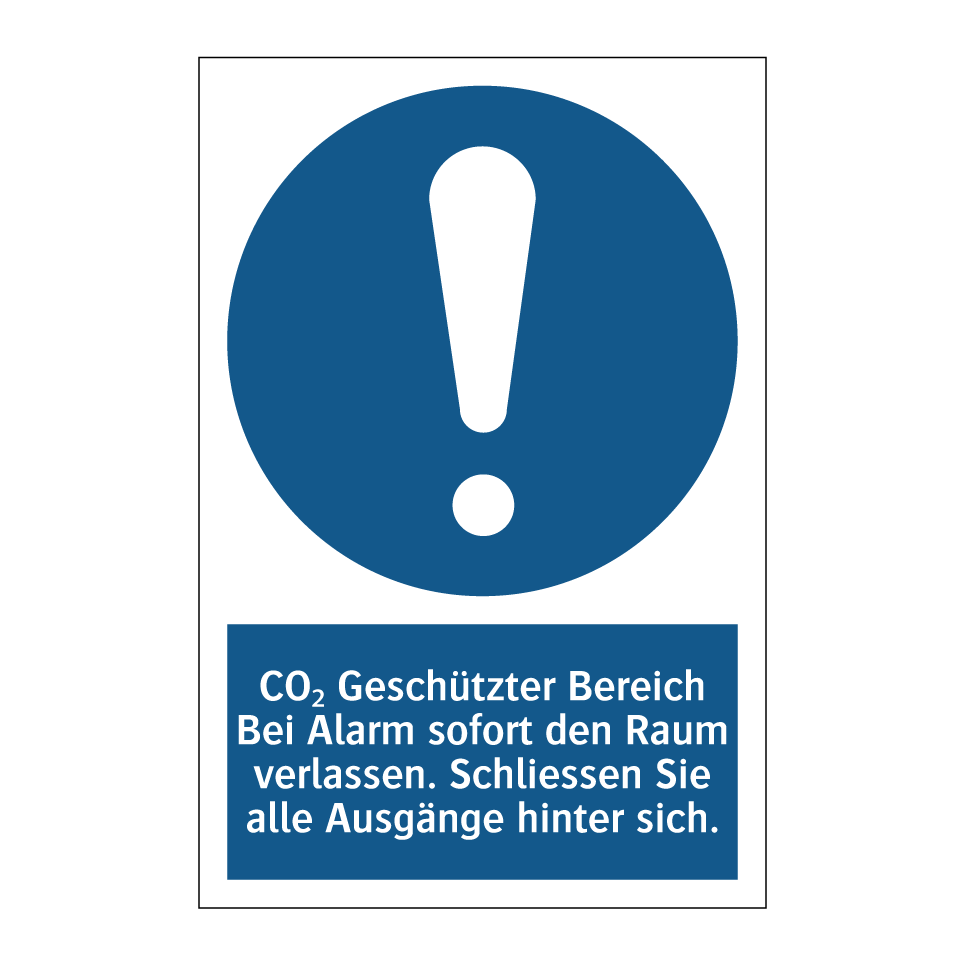 CO₂ Geschützter Bereich Bei Alarm sofort den Raum verlassen. Schliessen Sie alle Ausgänge hinter sich.