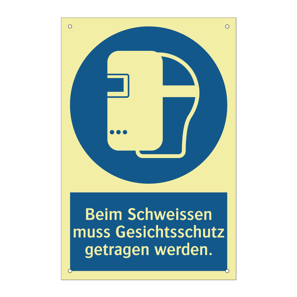 Beim Schweissen muss Gesichtsschutz getragen werden.
