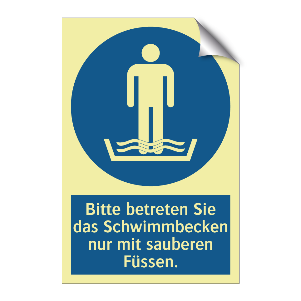 Bitte betreten Sie das Schwimmbecken nur mit sauberen Füssen.