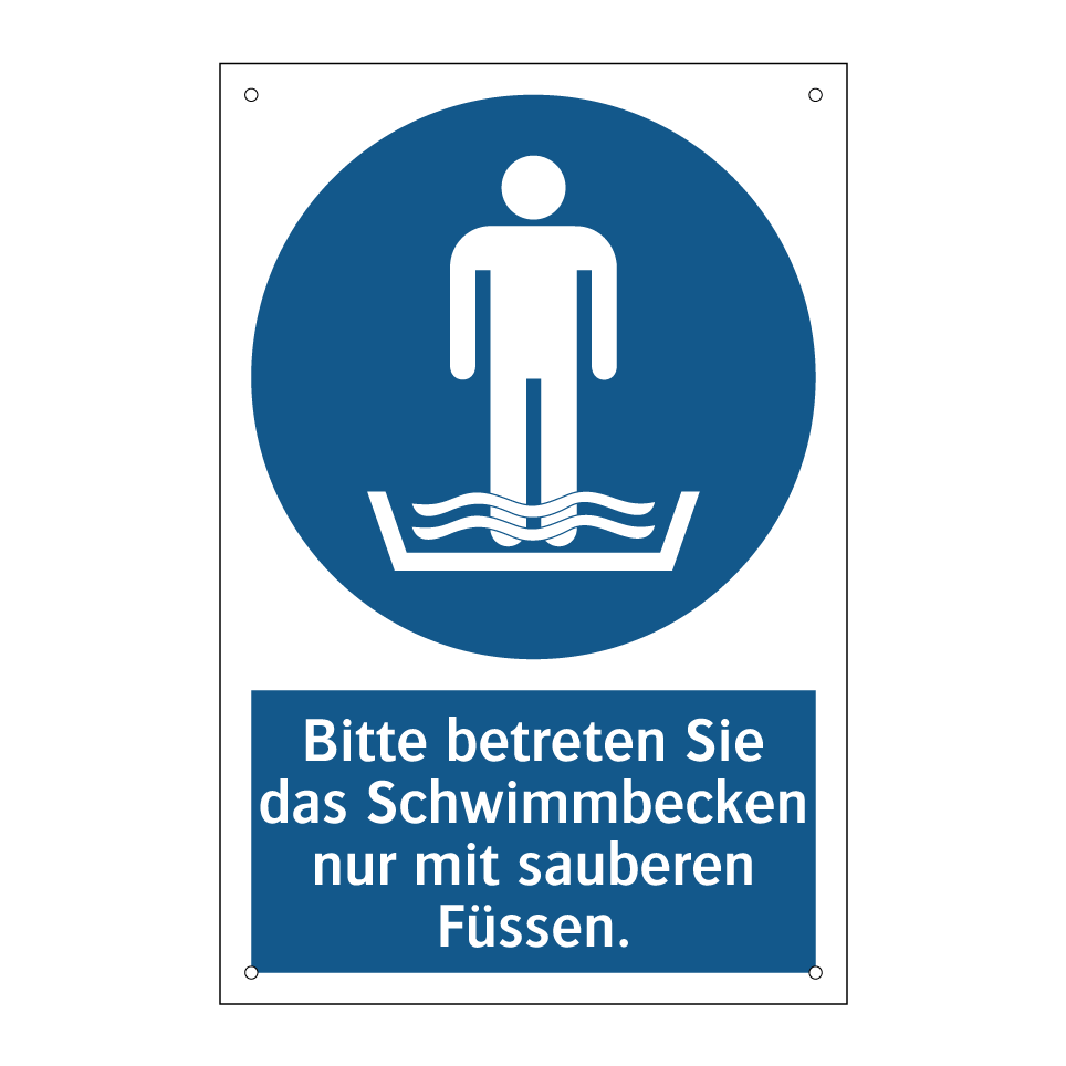 Bitte betreten Sie das Schwimmbecken nur mit sauberen Füssen.