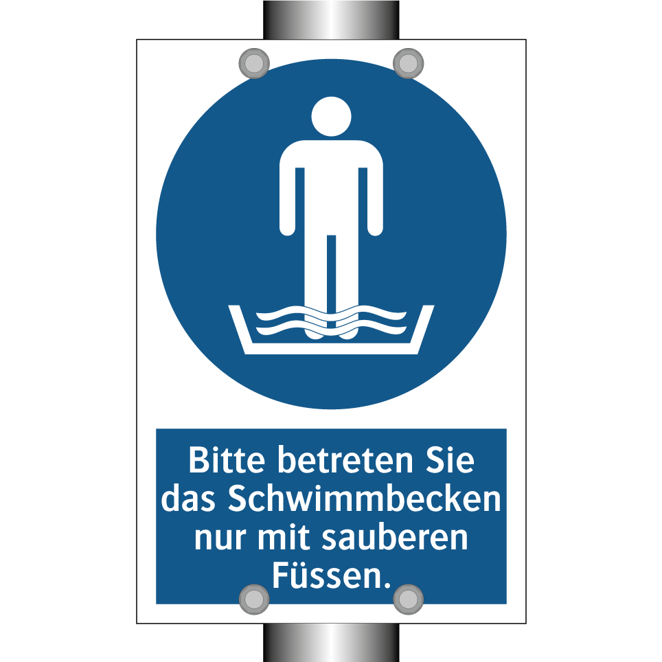 Bitte betreten Sie das Schwimmbecken nur mit sauberen Füssen.