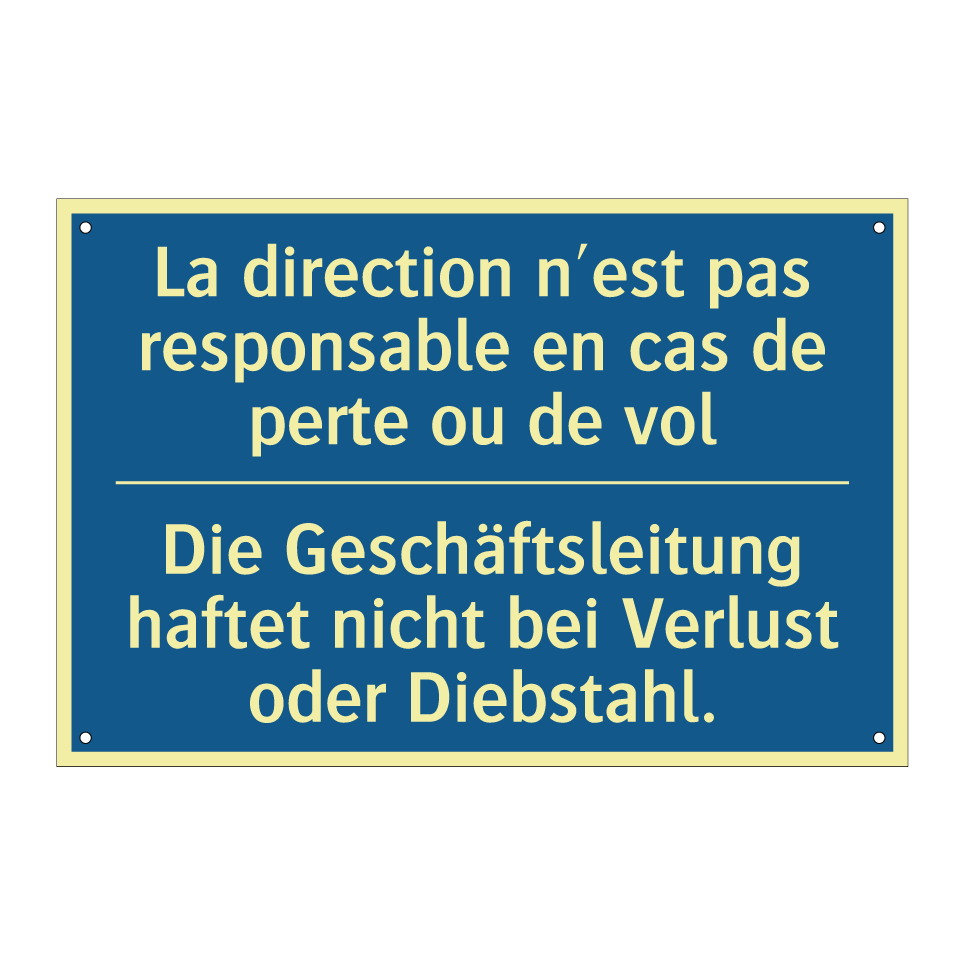 Die Geschäftsleitung haftet nicht /.../ - La direction n'est pas responsable /.../