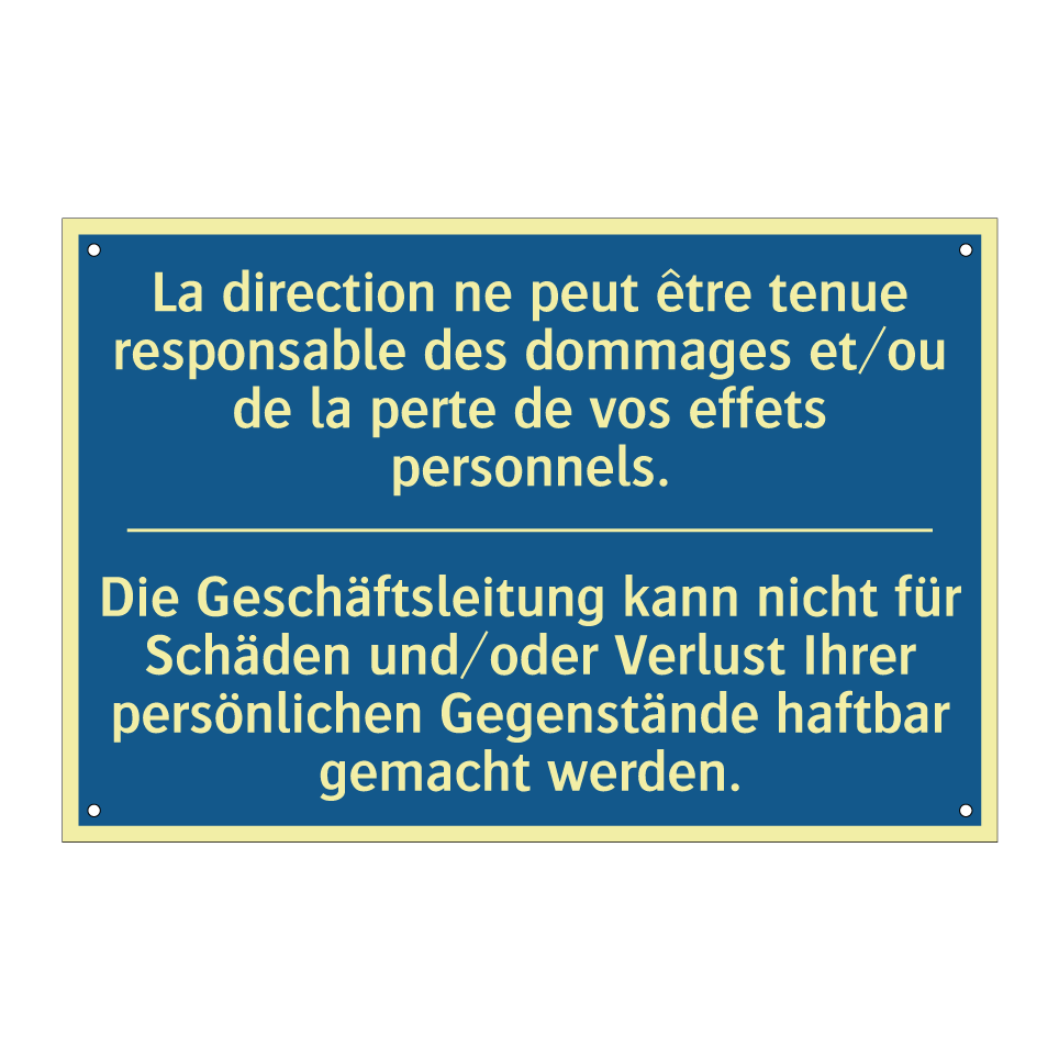 Die Geschäftsleitung kann nicht /.../ - La direction ne peut être tenue /.../