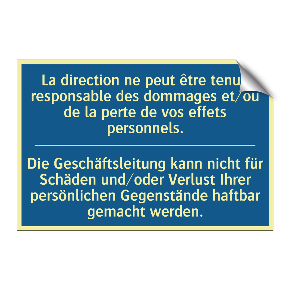 Die Geschäftsleitung kann nicht /.../ - La direction ne peut être tenue /.../