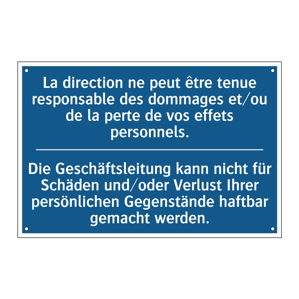 Die Geschäftsleitung kann nicht /.../ - La direction ne peut être tenue /.../