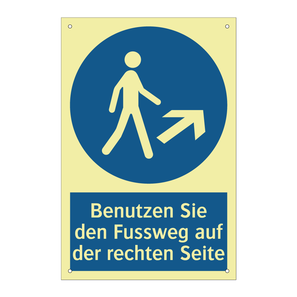 Benutzen Sie den Fussweg auf der rechten Seite