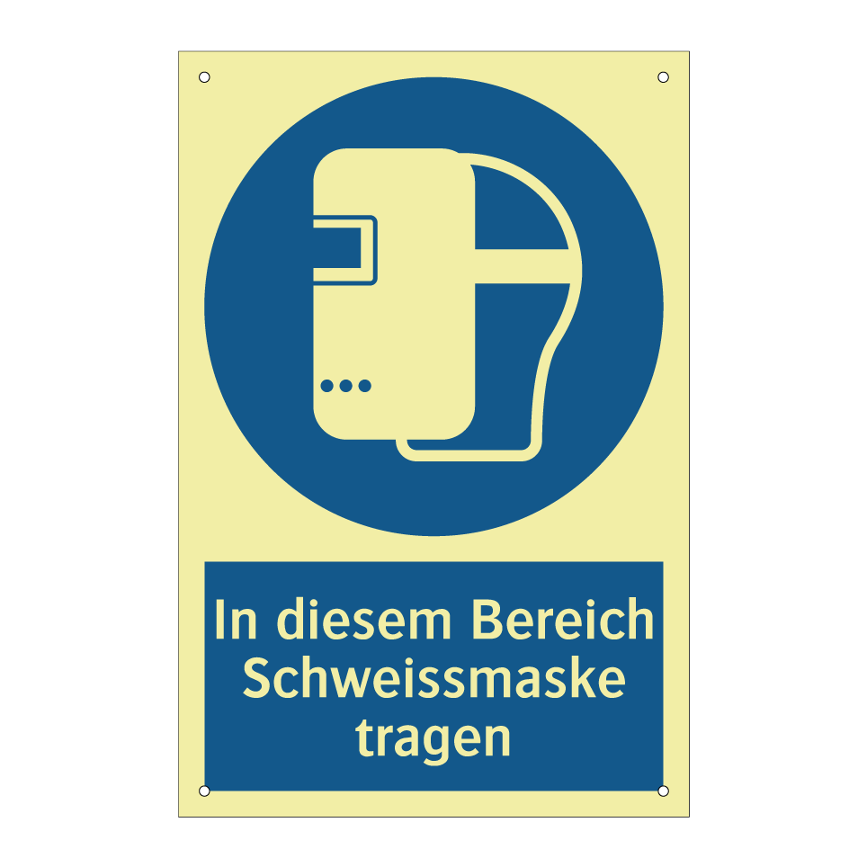 In diesem Bereich Schweissmaske tragen