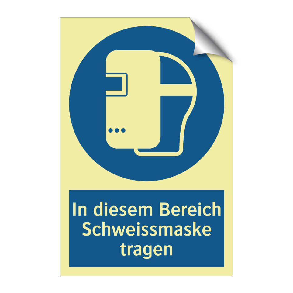 In diesem Bereich Schweissmaske tragen