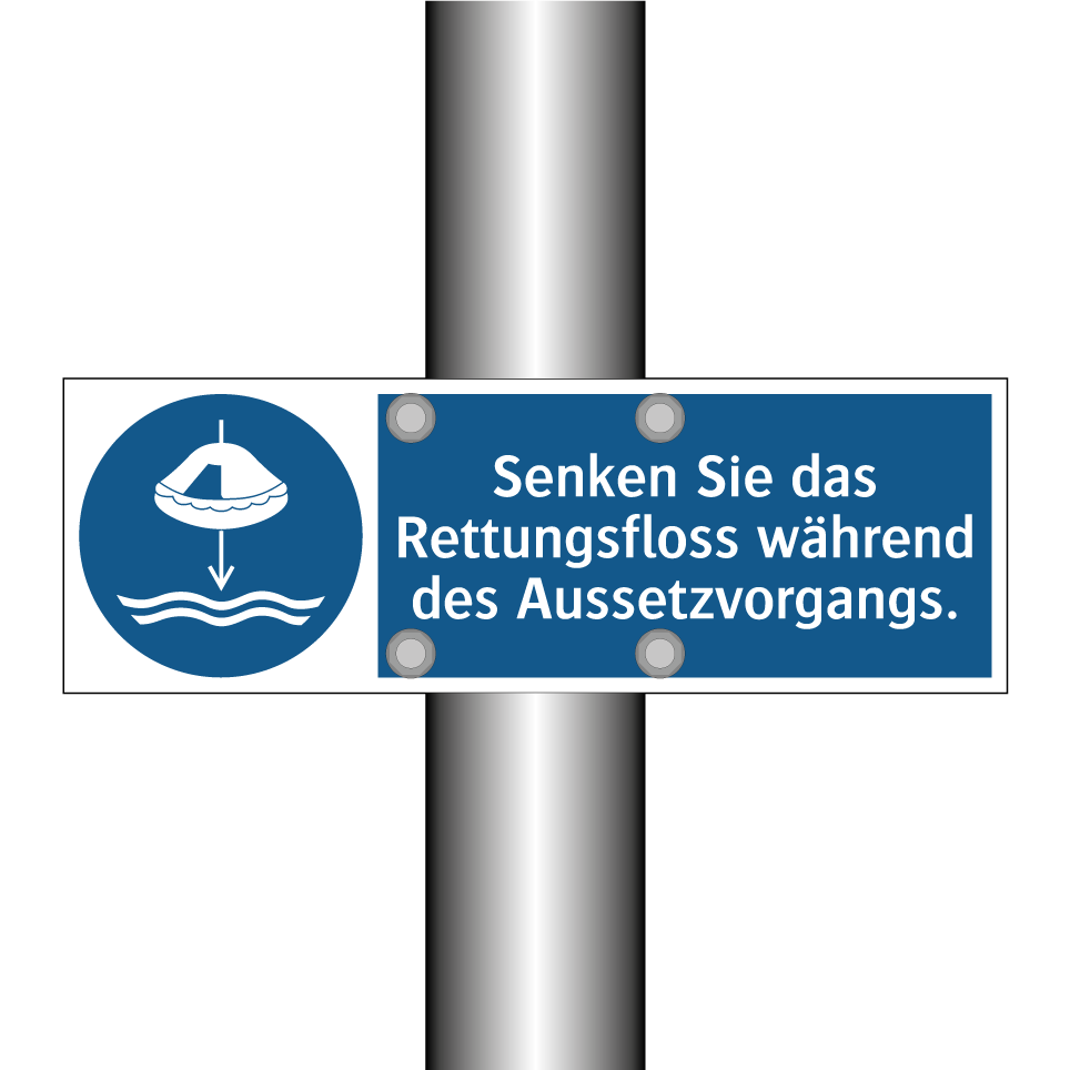 Senken Sie das Rettungsfloss während des Aussetzvorgangs.