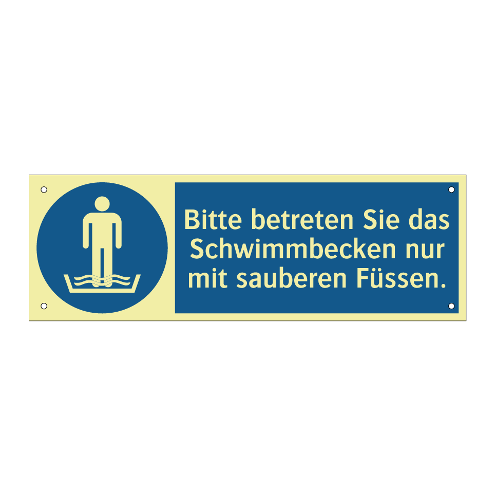 Bitte betreten Sie das Schwimmbecken nur mit sauberen Füssen.