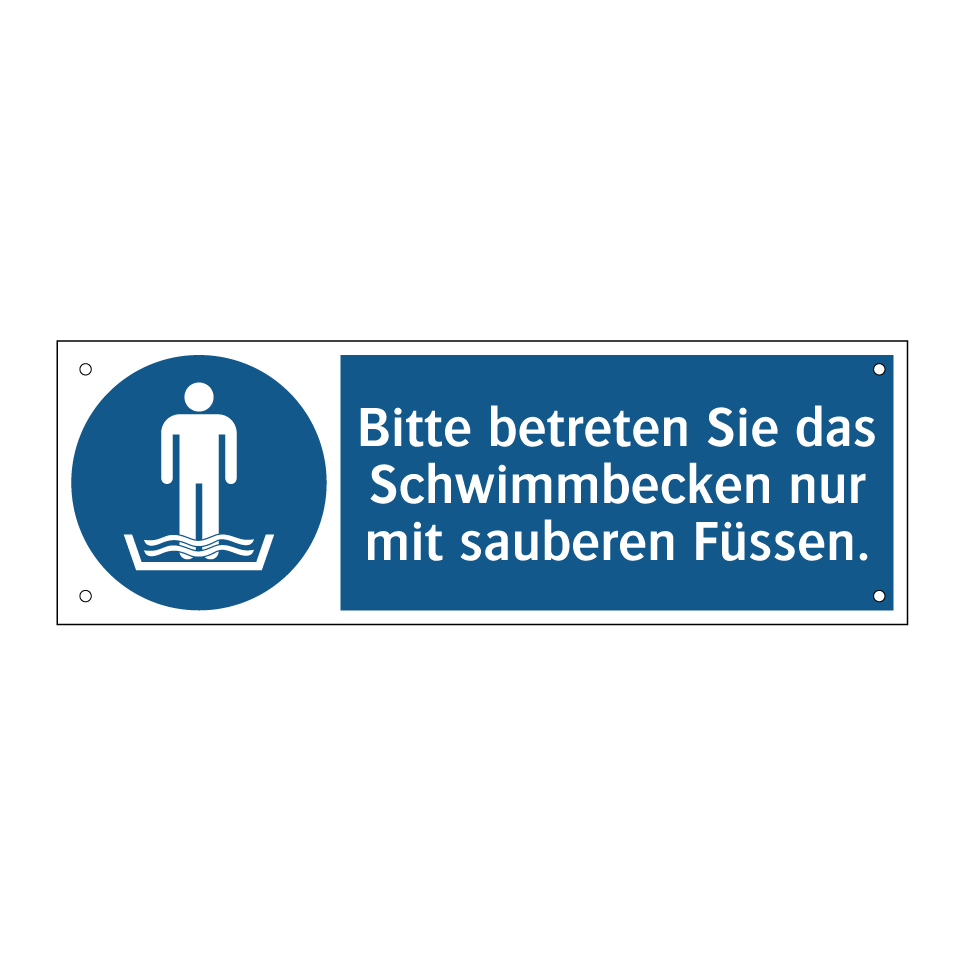 Bitte betreten Sie das Schwimmbecken nur mit sauberen Füssen.