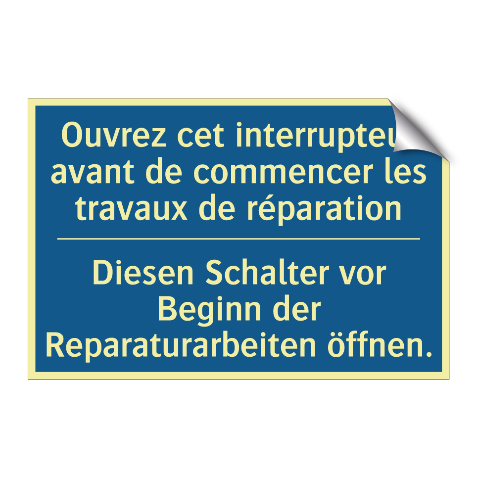 Diesen Schalter vor Beginn der /.../ - Ouvrez cet interrupteur avant /.../