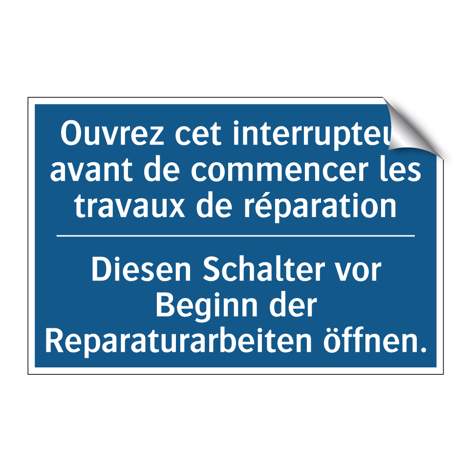 Diesen Schalter vor Beginn der /.../ - Ouvrez cet interrupteur avant /.../