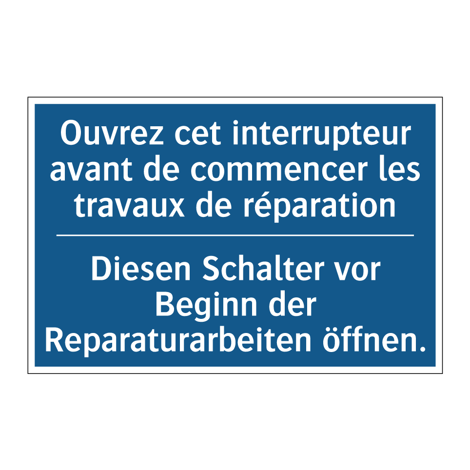 Diesen Schalter vor Beginn der /.../ - Ouvrez cet interrupteur avant /.../