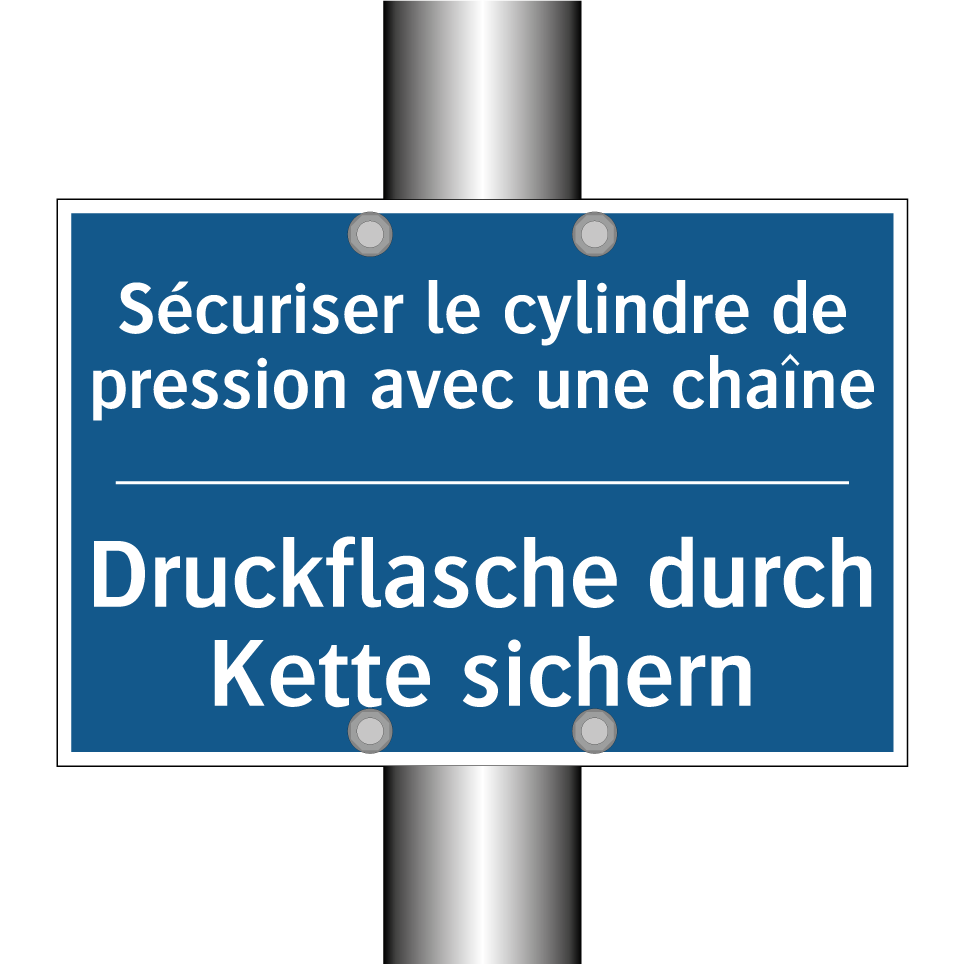Druckflasche durch Kette sichern /.../ - Sécuriser le cylindre de pression /.../