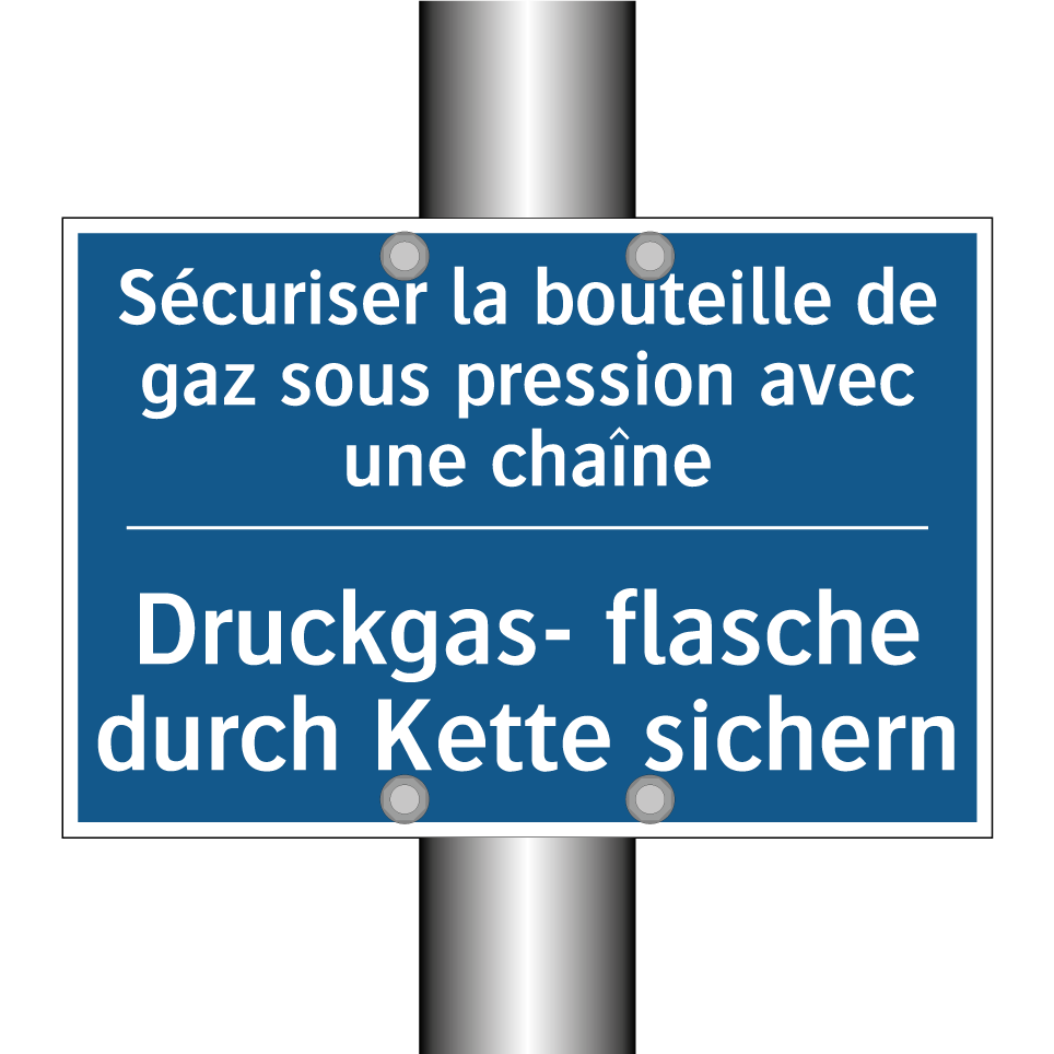 Druckgas- flasche durch Kette /.../ - Sécuriser la bouteille de gaz /.../