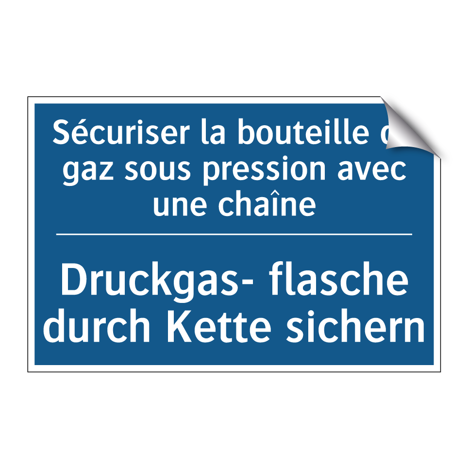Druckgas- flasche durch Kette /.../ - Sécuriser la bouteille de gaz /.../