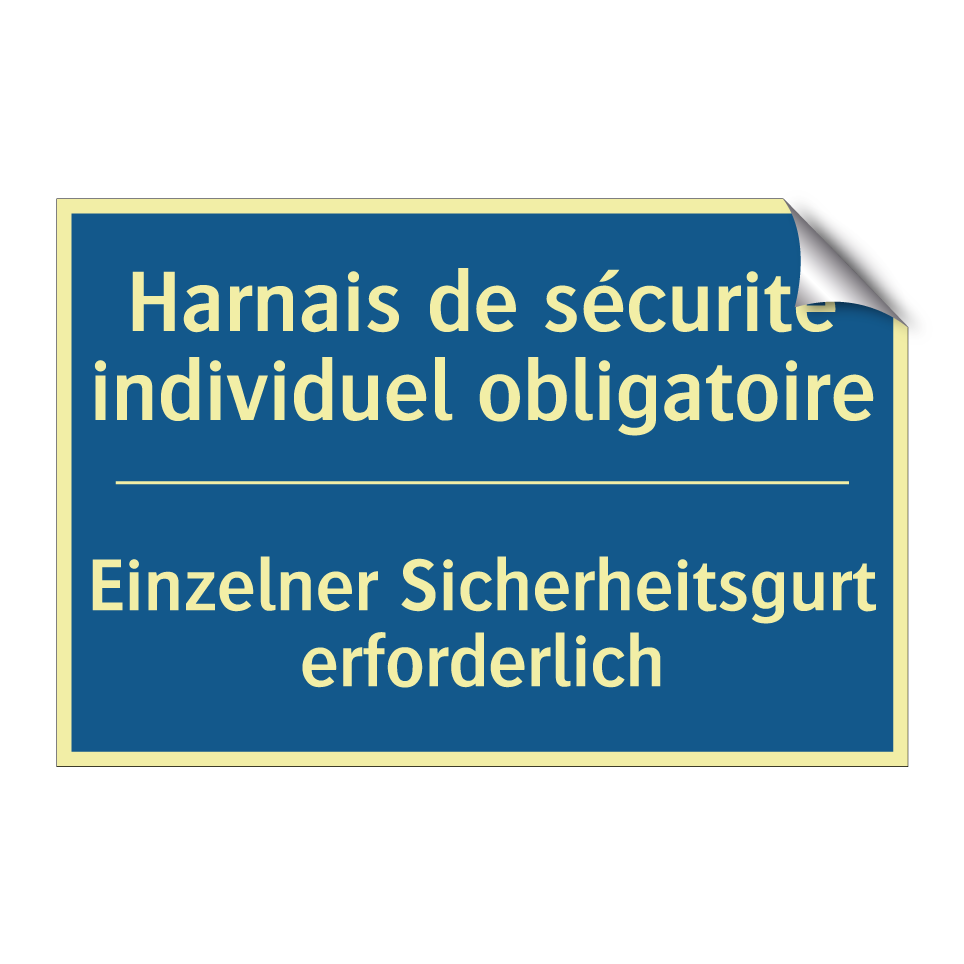 Einzelner Sicherheitsgurt erforderlich /.../ - Harnais de sécurité individuel /.../