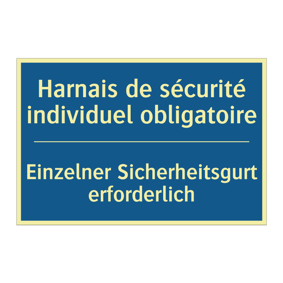 Einzelner Sicherheitsgurt erforderlich /.../ - Harnais de sécurité individuel /.../