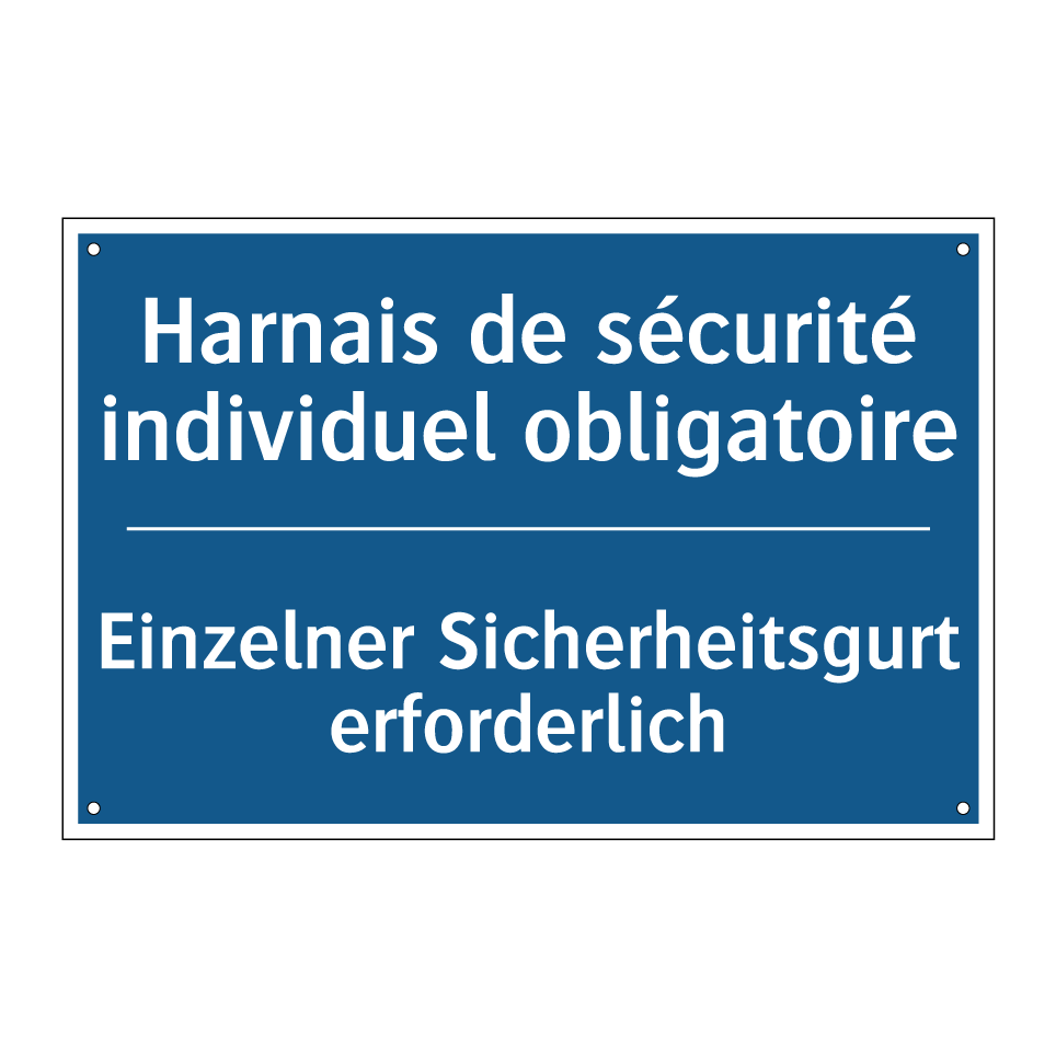 Einzelner Sicherheitsgurt erforderlich /.../ - Harnais de sécurité individuel /.../