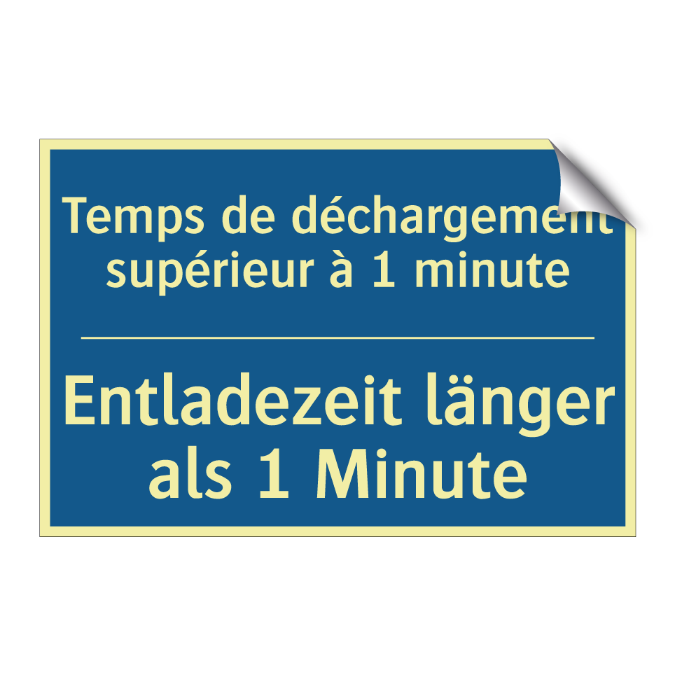 Entladezeit länger als 1 Minute /.../ - Temps de déchargement supérieur /.../