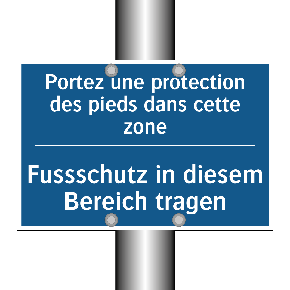 Fussschutz in diesem Bereich tragen /.../ - Portez une protection des pieds /.../
