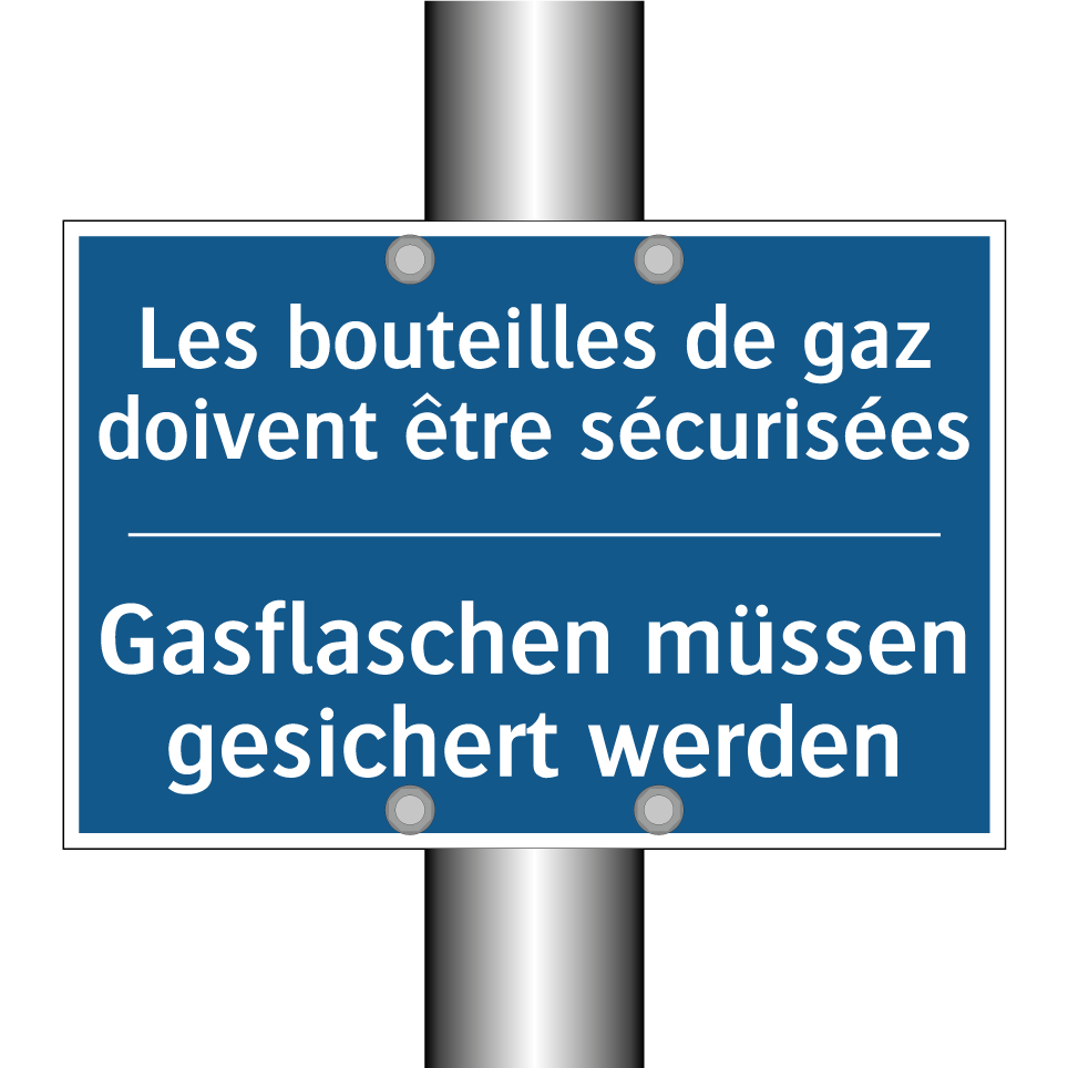 Gasflaschen müssen gesichert werden /.../ - Les bouteilles de gaz doivent /.../