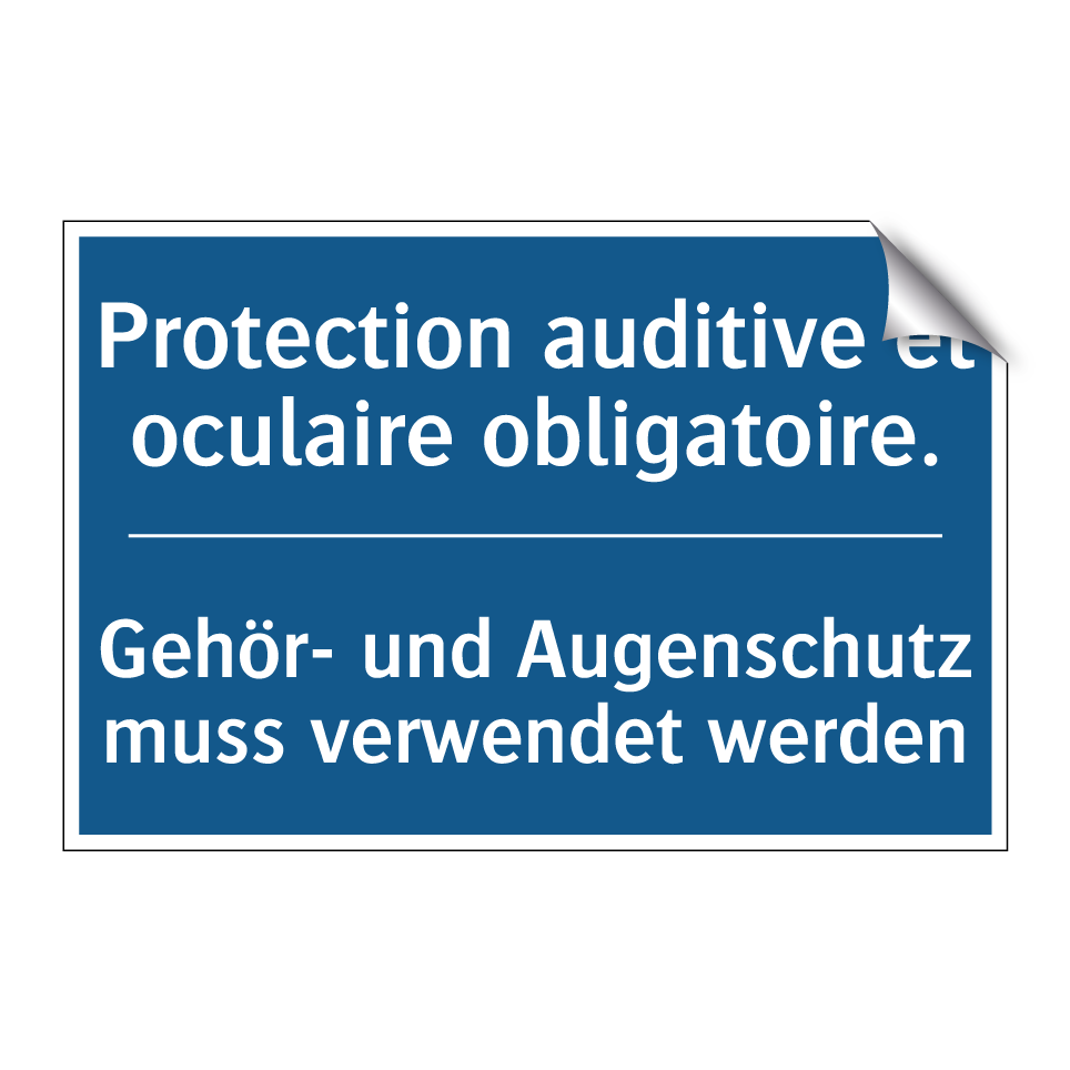 Gehör- und Augenschutz muss verwendet /.../ - Protection auditive et oculaire /.../