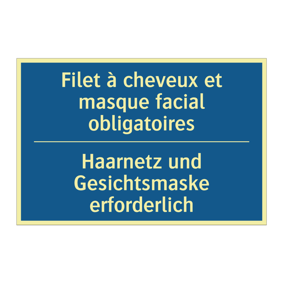 Haarnetz und Gesichtsmaske erforderlich /.../ - Filet à cheveux et masque facial /.../