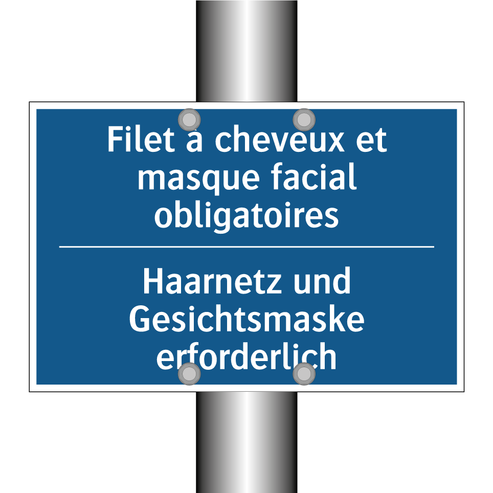 Haarnetz und Gesichtsmaske erforderlich /.../ - Filet à cheveux et masque facial /.../