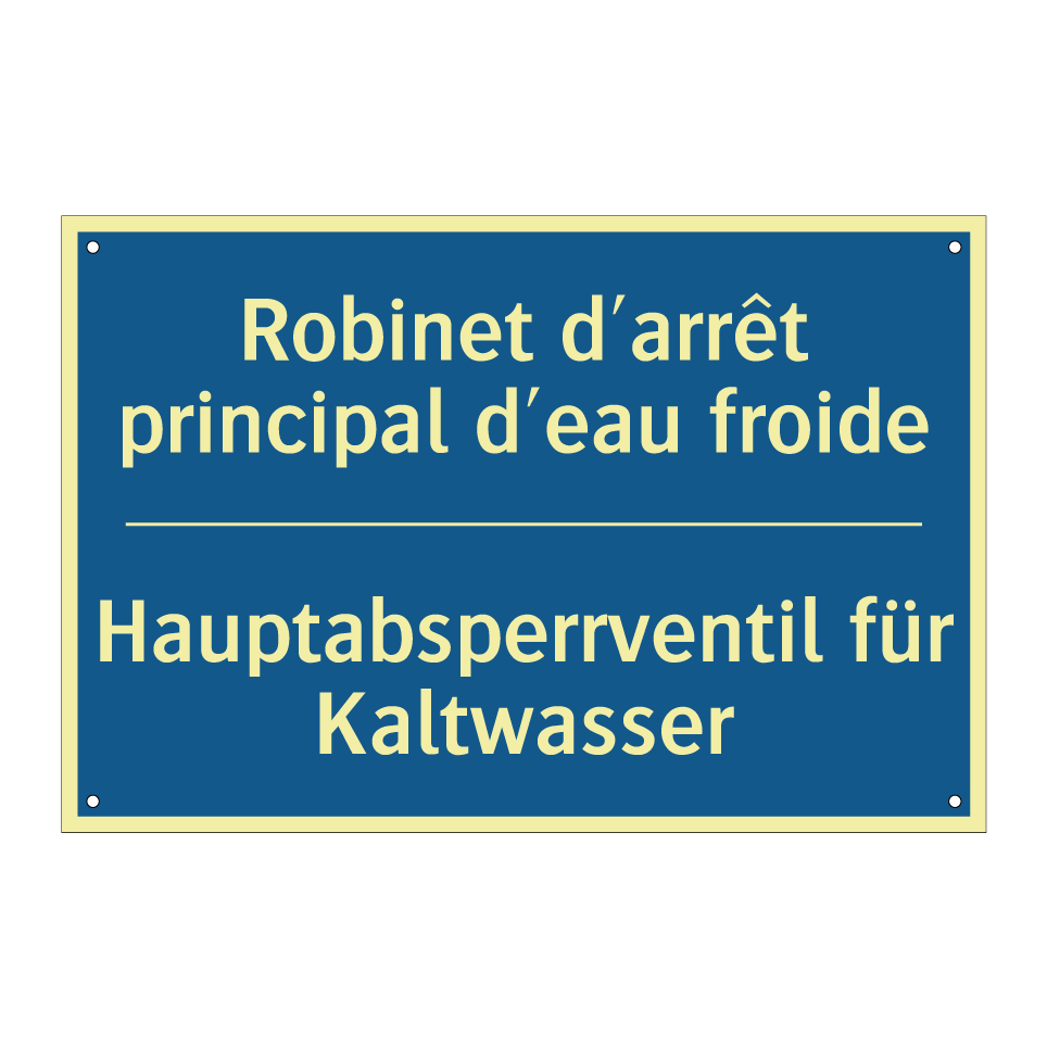 Hauptabsperrventil für Kaltwasser /.../ - Robinet d'arrêt principal d'eau /.../