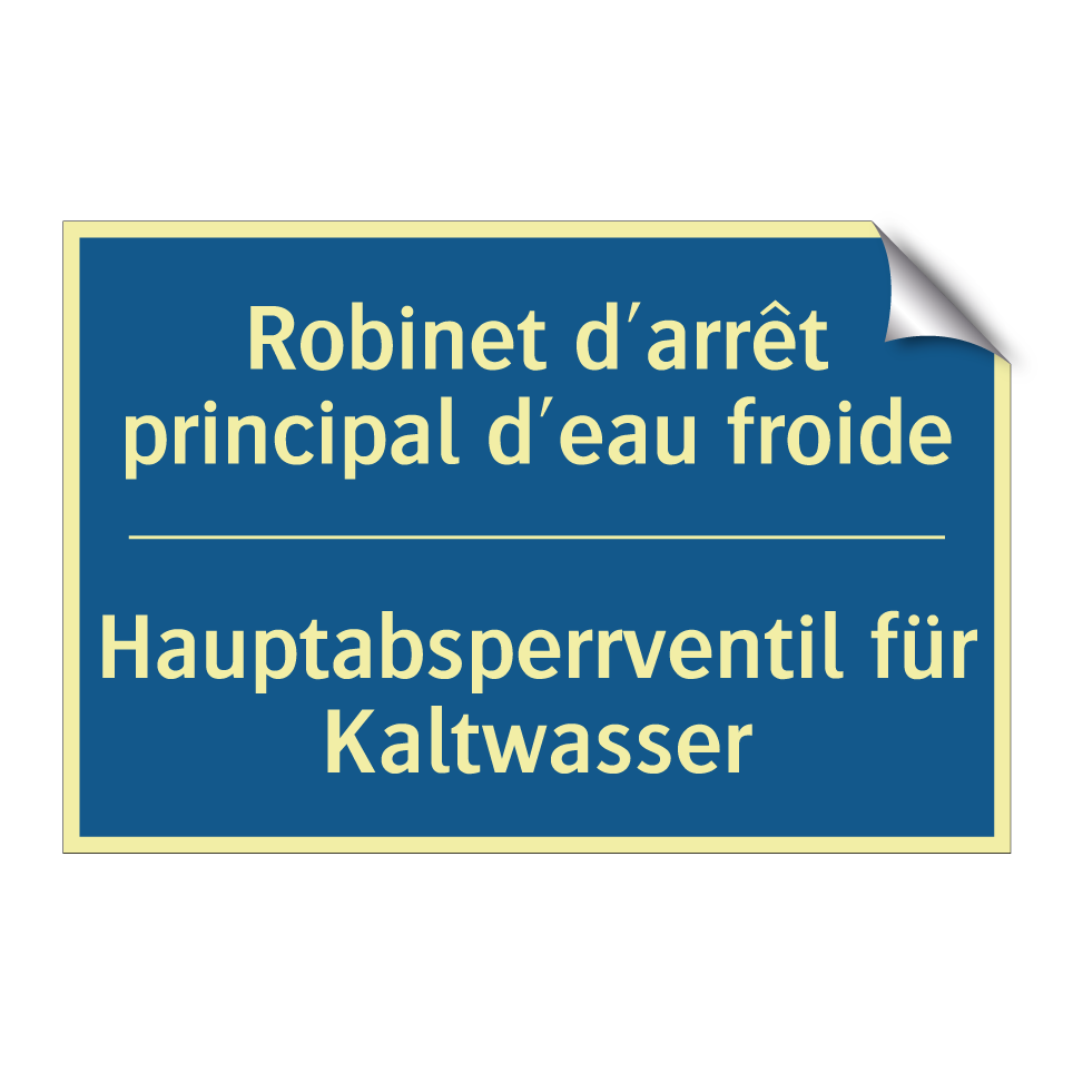 Hauptabsperrventil für Kaltwasser /.../ - Robinet d'arrêt principal d'eau /.../