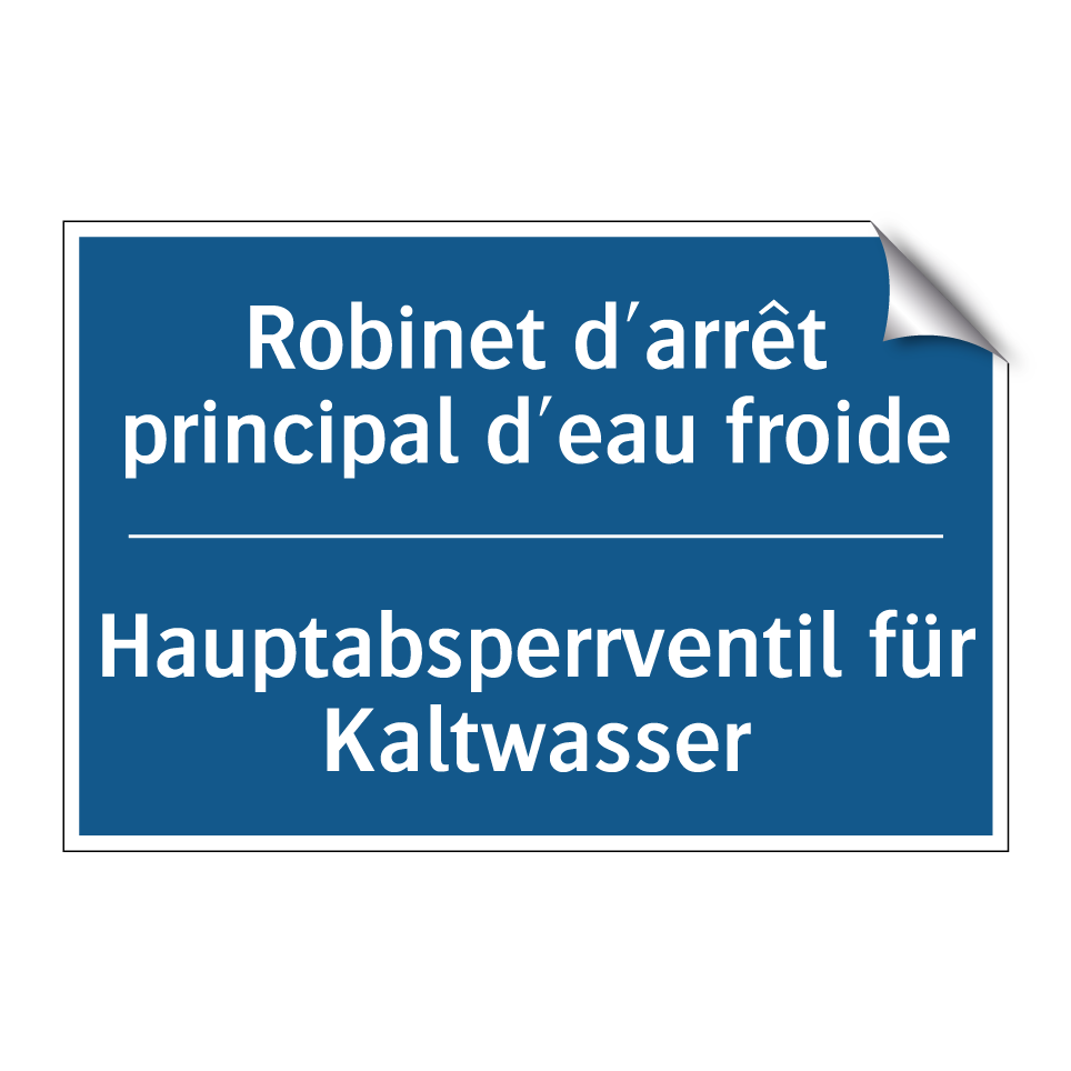 Hauptabsperrventil für Kaltwasser /.../ - Robinet d'arrêt principal d'eau /.../
