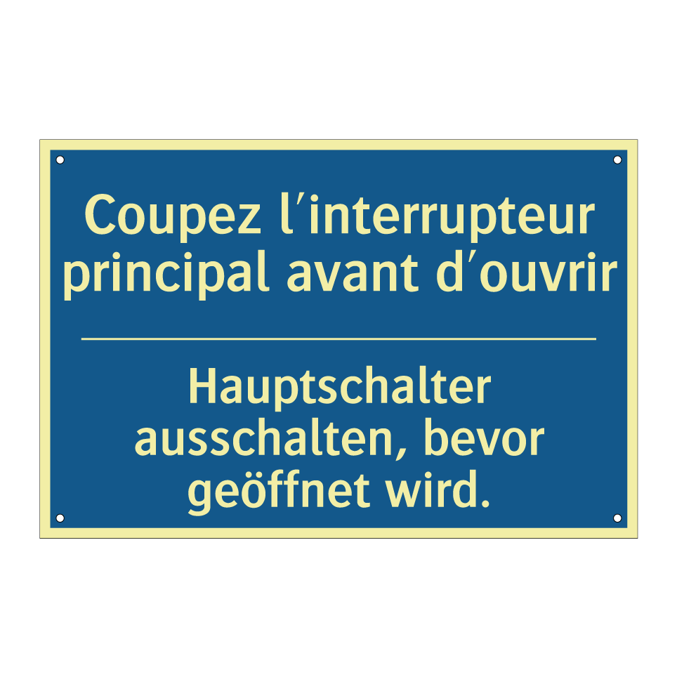Hauptschalter ausschalten, bevor /.../ - Coupez l'interrupteur principal /.../