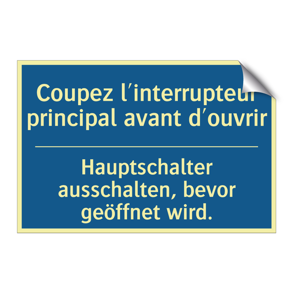 Hauptschalter ausschalten, bevor /.../ - Coupez l'interrupteur principal /.../