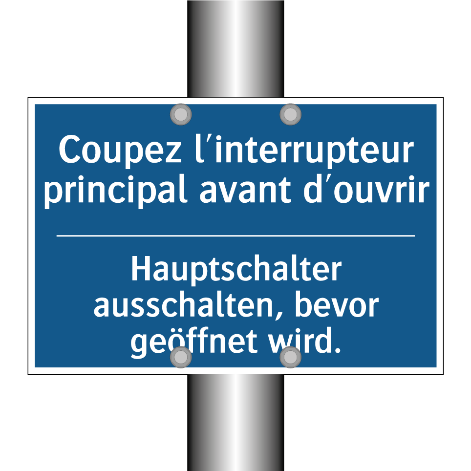 Hauptschalter ausschalten, bevor /.../ - Coupez l'interrupteur principal /.../