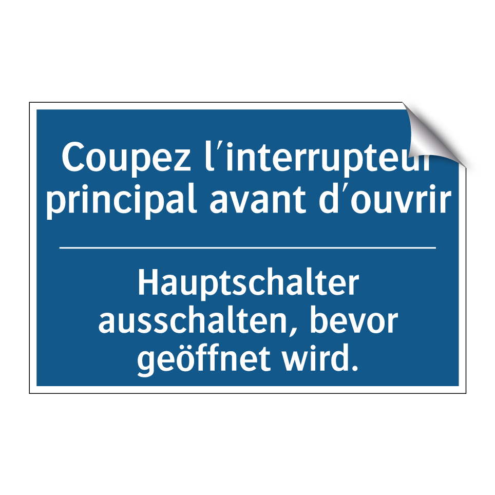 Hauptschalter ausschalten, bevor /.../ - Coupez l'interrupteur principal /.../